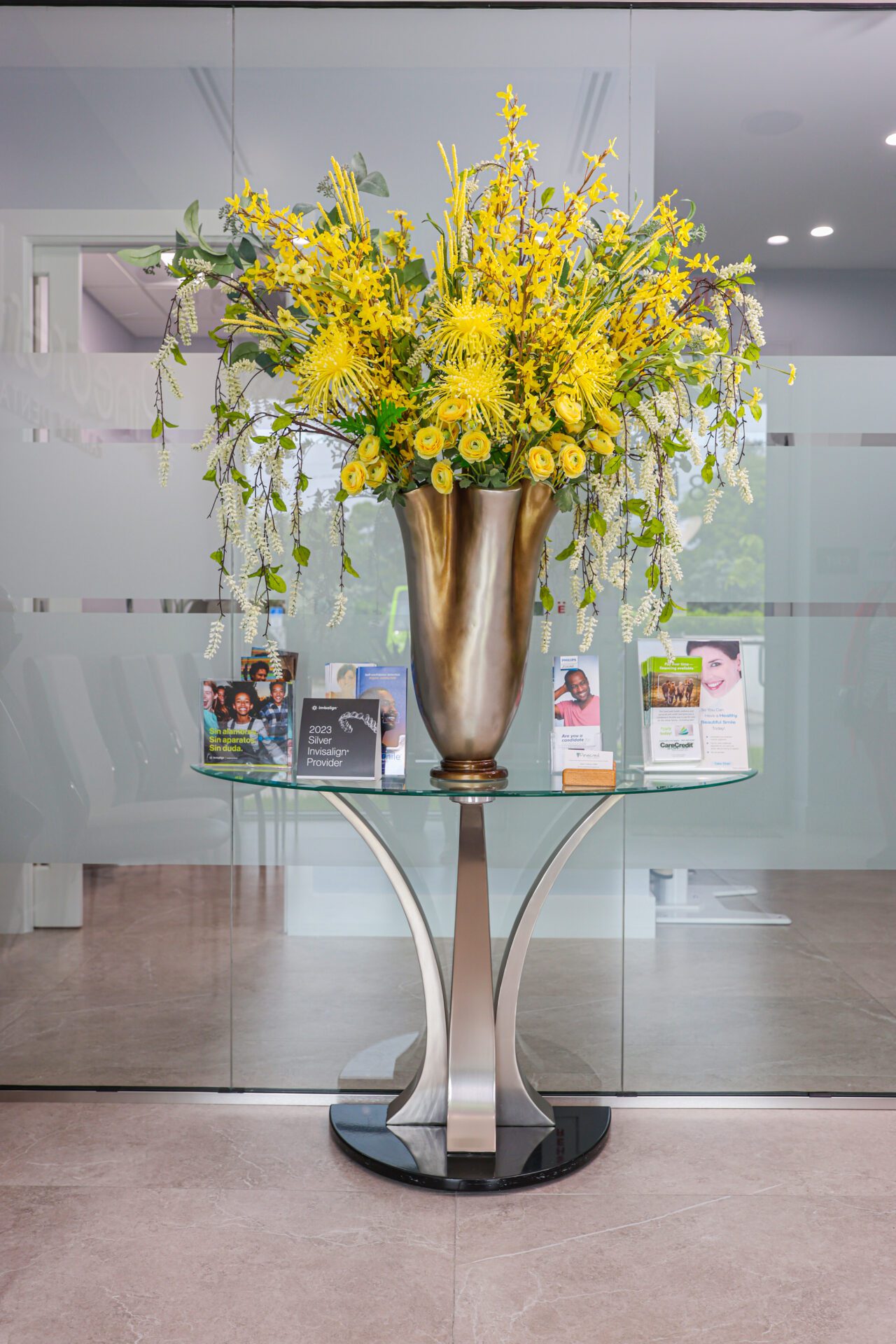 flower pot with yellow flowers